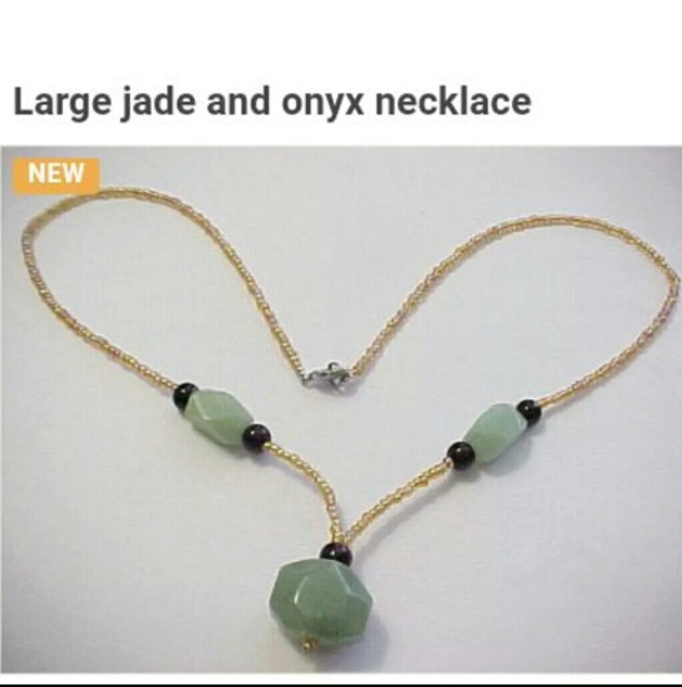 Genuine Jade and Onyx beaded necklace